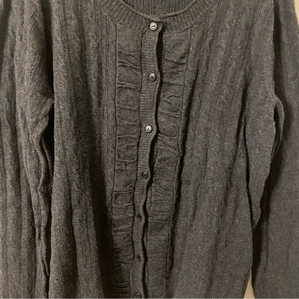 Eddie Bauer Women’s Dark Gray Button Up Cable Knit Long Sleeves Sweater - Picture 5 of 7